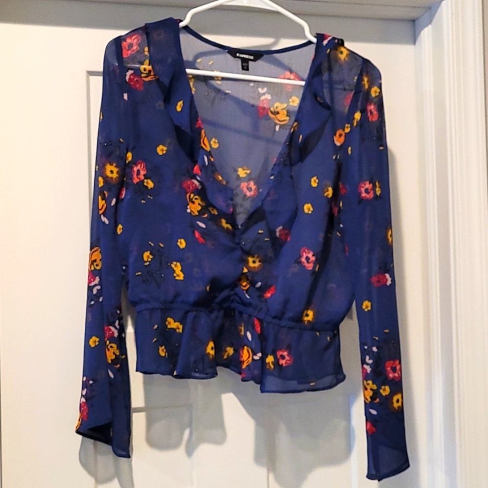 Express crop blouse with ruffle detail